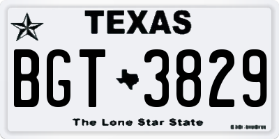 TX license plate BGT3829