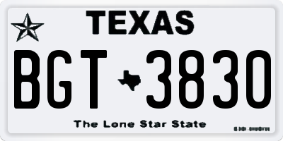 TX license plate BGT3830