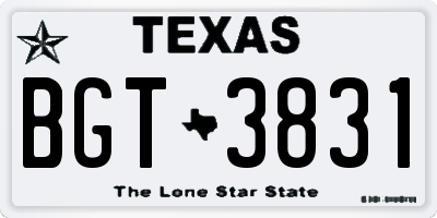 TX license plate BGT3831