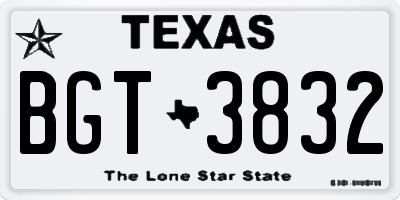 TX license plate BGT3832