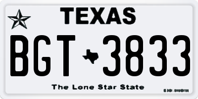 TX license plate BGT3833