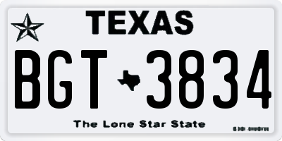 TX license plate BGT3834