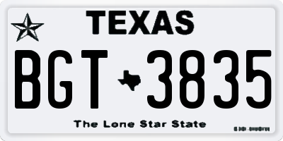 TX license plate BGT3835