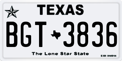TX license plate BGT3836