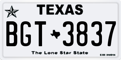 TX license plate BGT3837