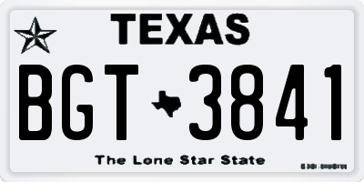 TX license plate BGT3841