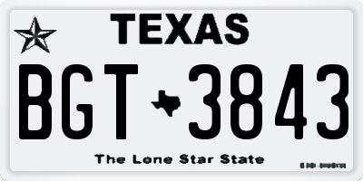 TX license plate BGT3843