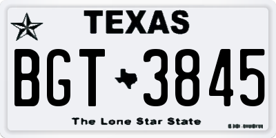 TX license plate BGT3845