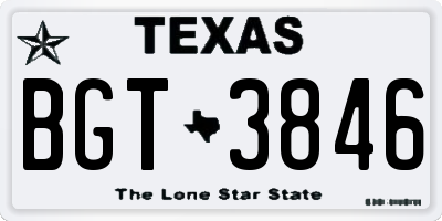 TX license plate BGT3846