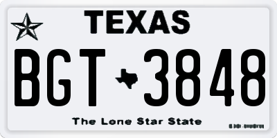 TX license plate BGT3848