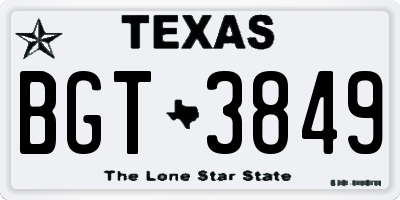 TX license plate BGT3849