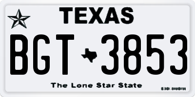 TX license plate BGT3853