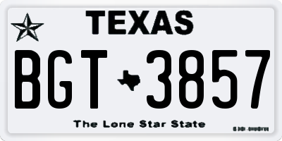 TX license plate BGT3857