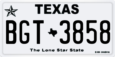 TX license plate BGT3858