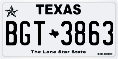 TX license plate BGT3863