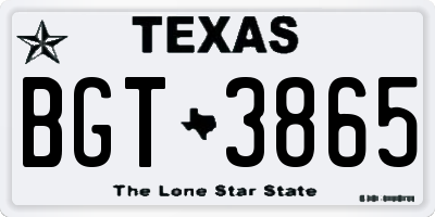 TX license plate BGT3865