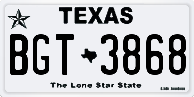 TX license plate BGT3868
