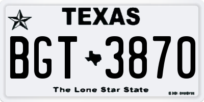 TX license plate BGT3870