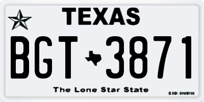 TX license plate BGT3871