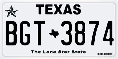 TX license plate BGT3874