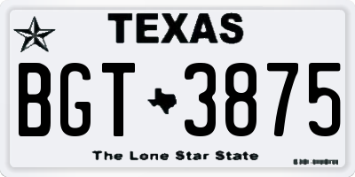 TX license plate BGT3875