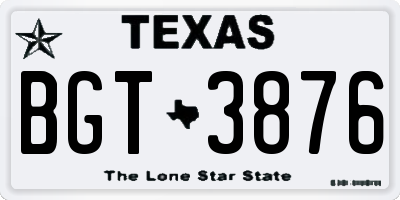 TX license plate BGT3876