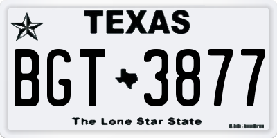 TX license plate BGT3877