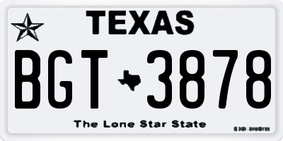TX license plate BGT3878