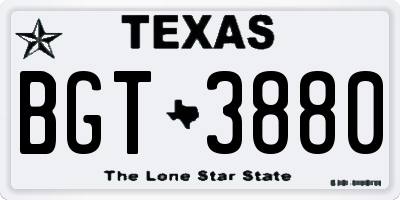 TX license plate BGT3880
