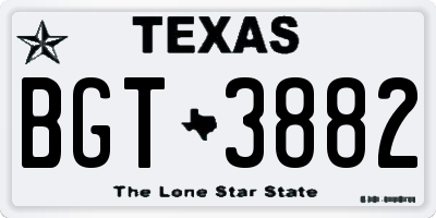 TX license plate BGT3882