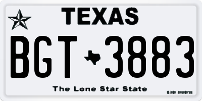 TX license plate BGT3883