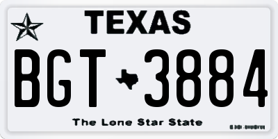 TX license plate BGT3884