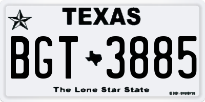 TX license plate BGT3885
