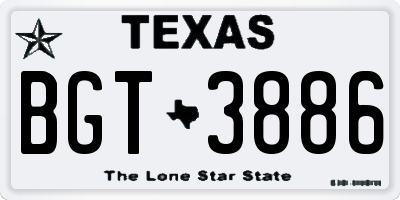 TX license plate BGT3886