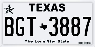 TX license plate BGT3887