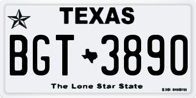 TX license plate BGT3890