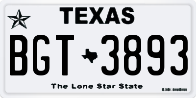 TX license plate BGT3893