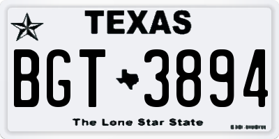 TX license plate BGT3894