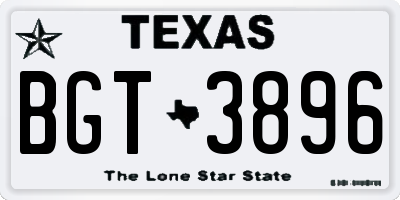 TX license plate BGT3896