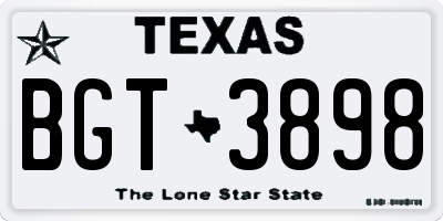 TX license plate BGT3898
