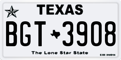TX license plate BGT3908