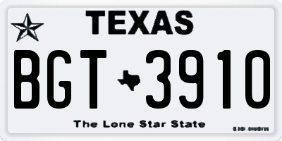 TX license plate BGT3910