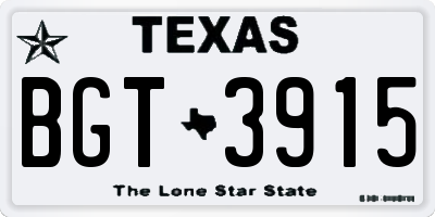 TX license plate BGT3915