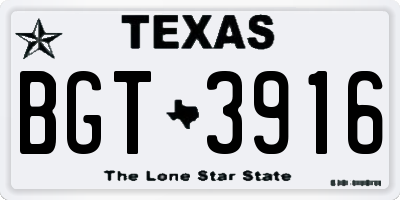 TX license plate BGT3916