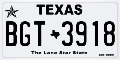 TX license plate BGT3918