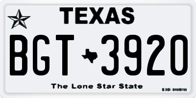 TX license plate BGT3920
