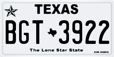 TX license plate BGT3922