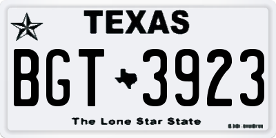 TX license plate BGT3923