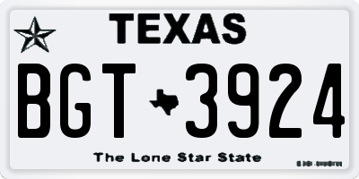 TX license plate BGT3924