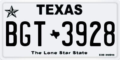 TX license plate BGT3928
